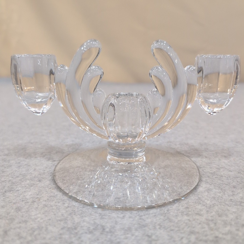 Vintage Heisey Crystolite Clear Glass Candelabra Set of 2 c. 1937-1957 - Picture 2 of 7